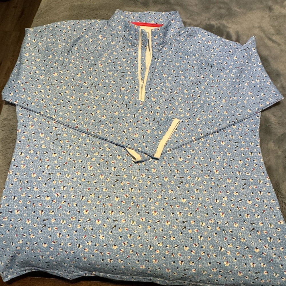 Women’s Peter Millar L Blue Patterned Quarter-Zip